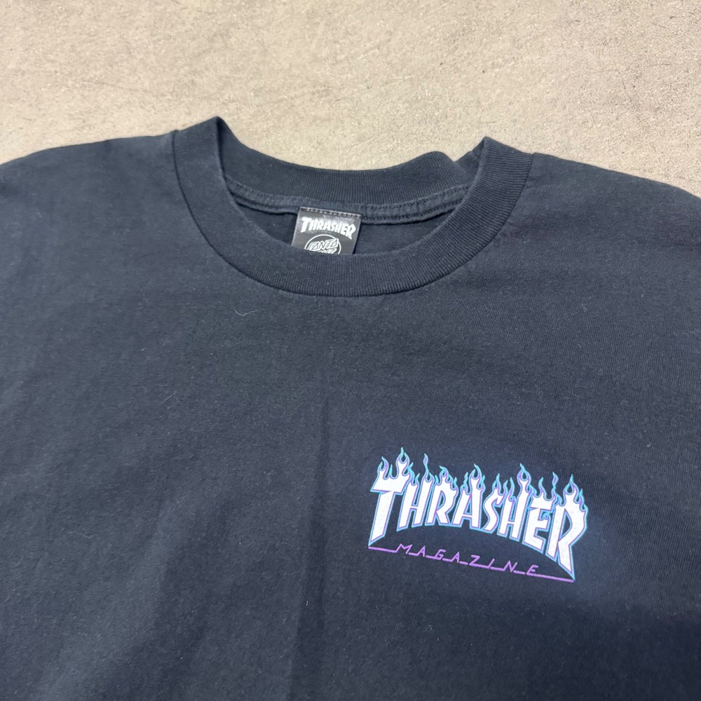 Thrasher Santa Cruz Flame Logo T-Shirt Mens XL Black Blue Purple Graphic Tee